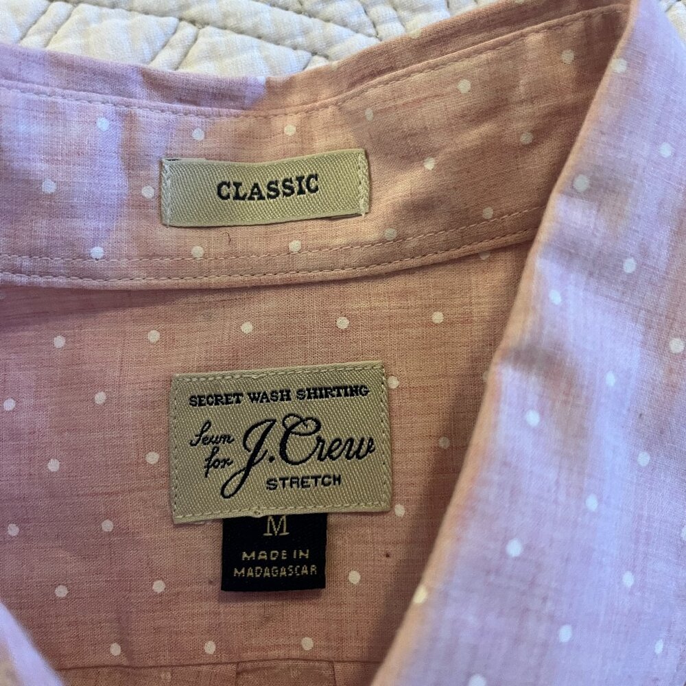 J. CREW SZ MEDIUM STRETCH SHORT SLEEVE MEN'S DRESS SHIRT